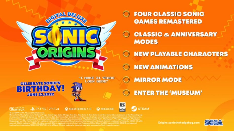 You are currently viewing Sonic Origins traz Sonic clássico para consoles da atual geração, Switch e PC